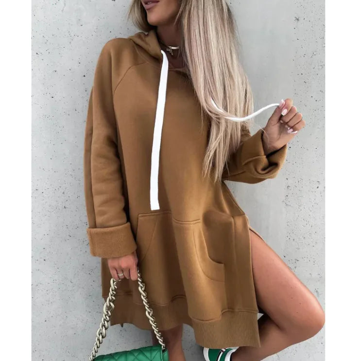 Fleece Hooded Long-sleeved Sweater