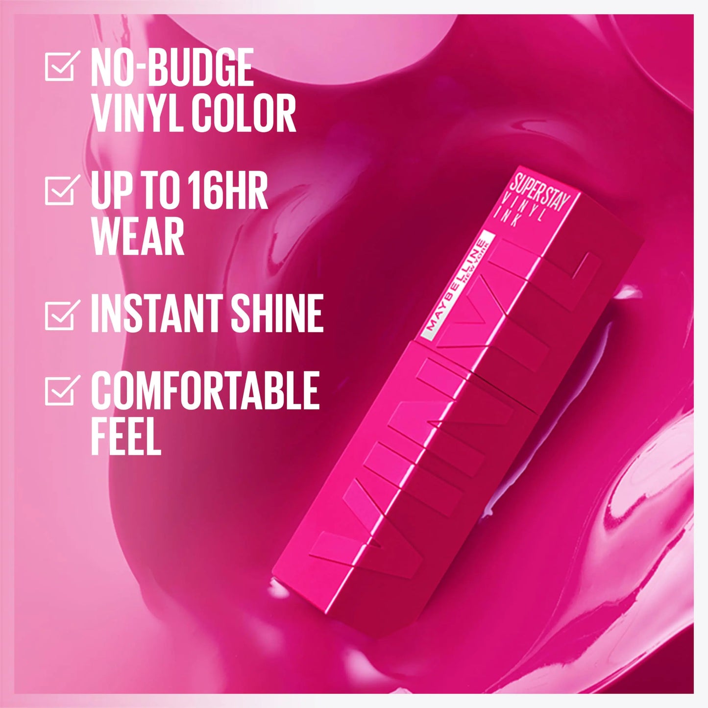 MAYBELLINE Super Stay Vinyl Ink Longwear No-Budge Liquid Lipcolor Make Up, Highly Pigmented Color and Instant Shine, Upbeat, 1 Count 155 UPBEAT 0.14 Fl Oz (Pack of 1)