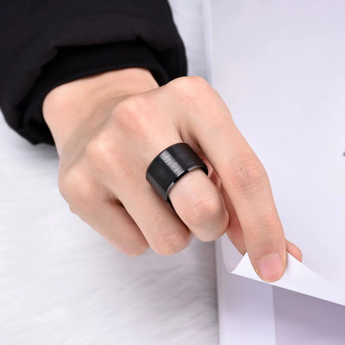King Will Basic 6mm 7mm 8mm 9mm 10mm Men Wedding Black/Silver Tungsten Ring Matte Finish Beveled Polished Edge Comfort Fit Black-15mm 7