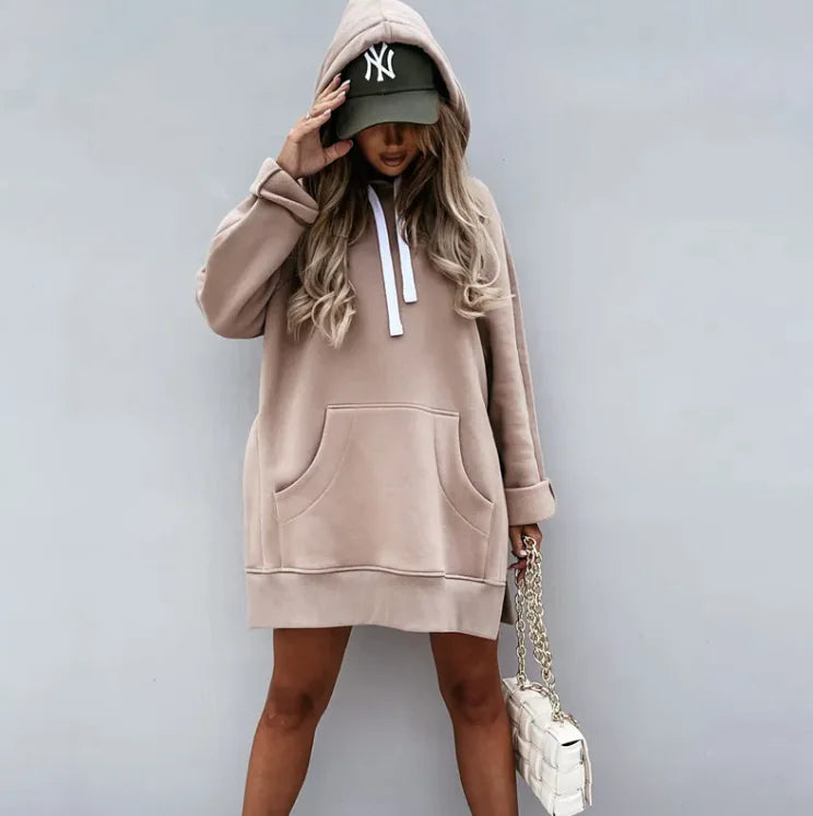 Fleece Hooded Long-sleeved Sweater