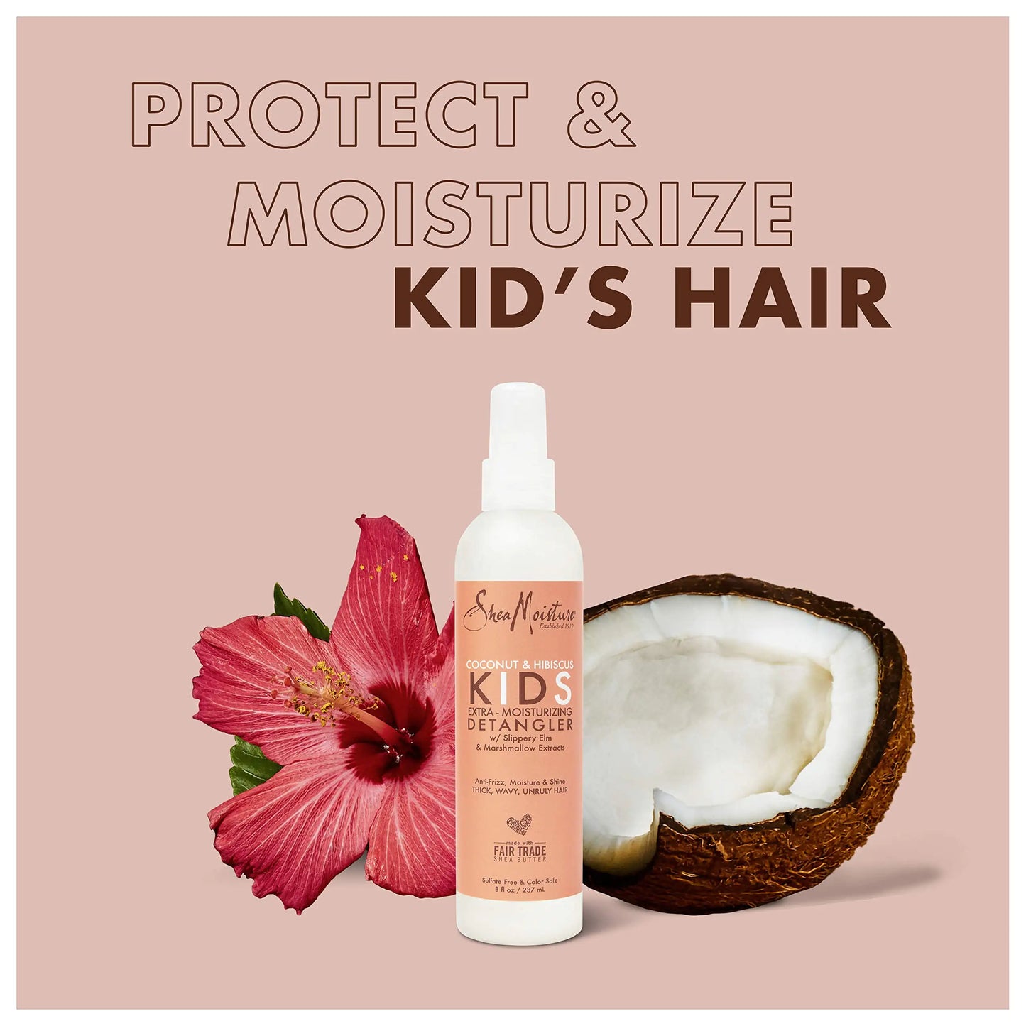 Sheamoisture Kids Extra Moisturizing Detangler for Curly Hair Coconut and Hibiscus Kids Detangler with Shea Butter 8 oz 8 Fl Oz (Pack of 1)