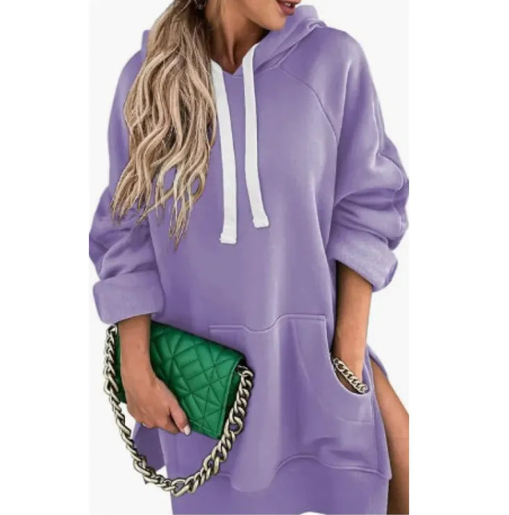 Fleece Hooded Long-sleeved Sweater