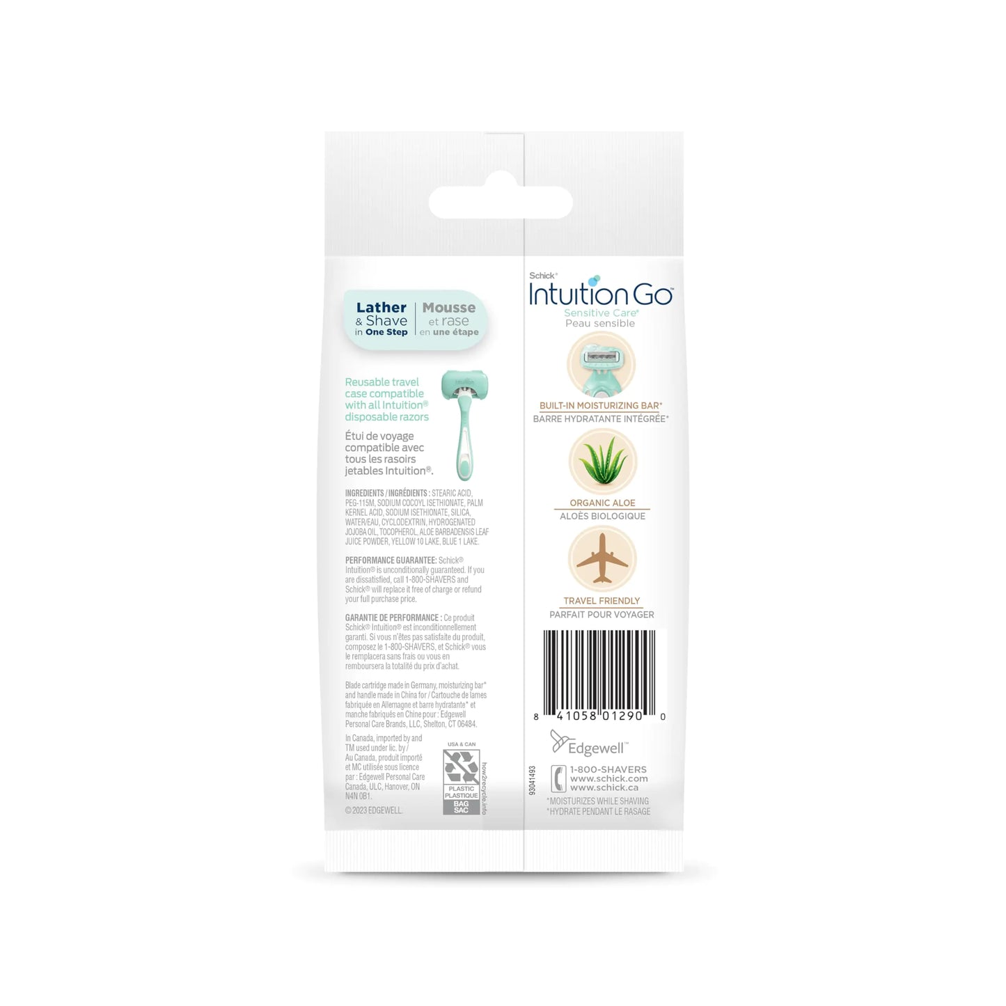 Schick Intuition Go Disposable Travel Razor for Sensitive Skin, 1 Count | Razors Sensitive Skin, Women’s Disposable Razors with Organic Aloe, Travel Razors for Women, Travel Essentials