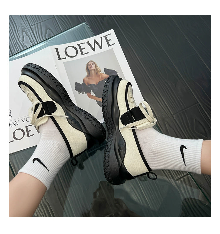 Mary Jane Canvas Shoes for Women 2022 Summer New Arrival Big Head Velcro Stylish Thick Sole Casual Elevator Shoes Women