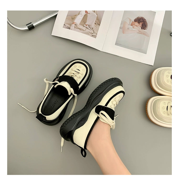 Mary Jane Canvas Shoes for Women 2022 Summer New Arrival Big Head Velcro Stylish Thick Sole Casual Elevator Shoes Women