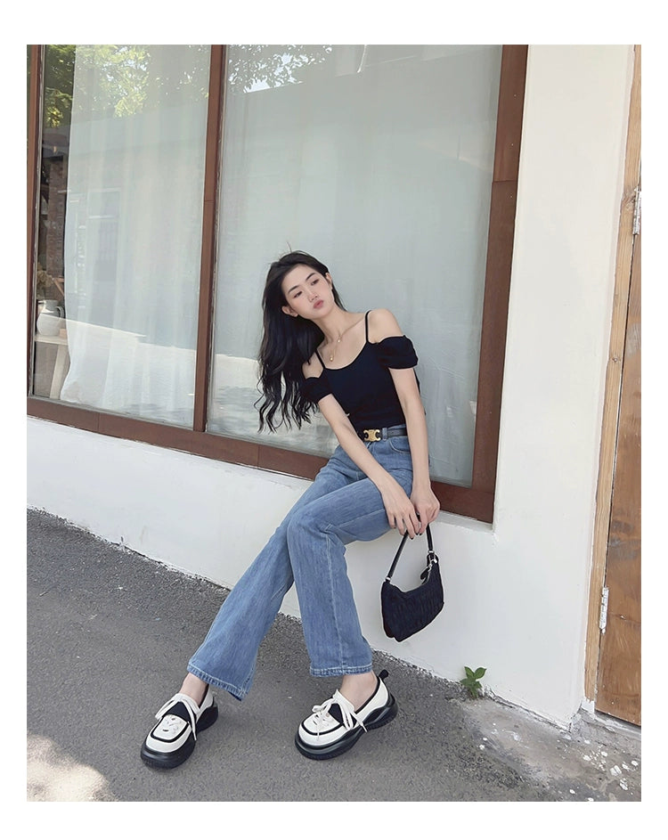 Mary Jane Canvas Shoes for Women 2022 Summer New Arrival Big Head Velcro Stylish Thick Sole Casual Elevator Shoes Women