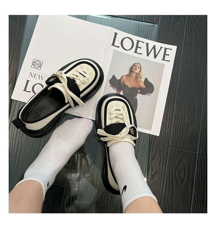 Mary Jane Canvas Shoes for Women 2022 Summer New Arrival Big Head Velcro Stylish Thick Sole Casual Elevator Shoes Women