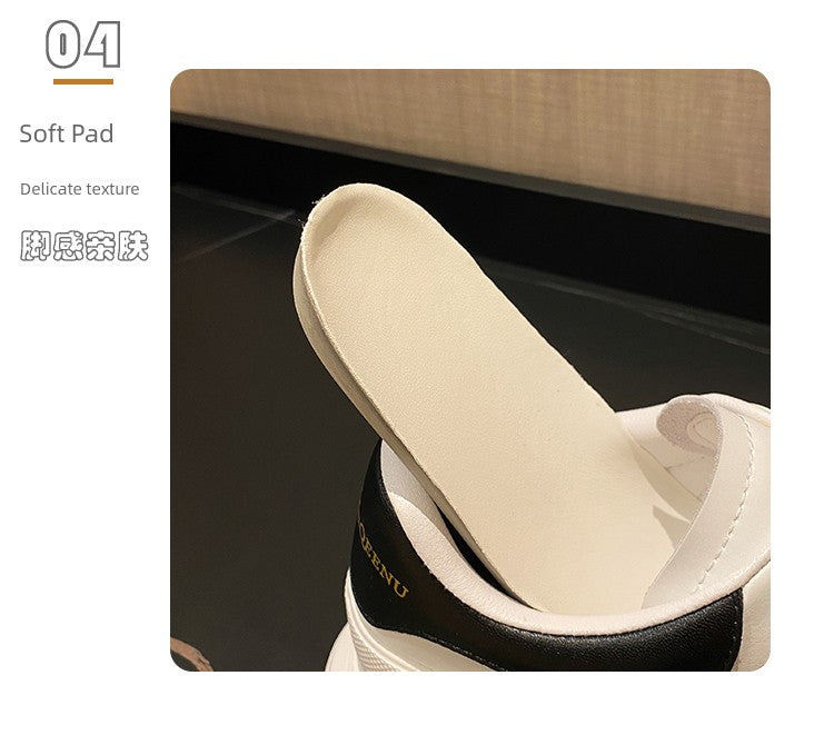 Genuine Leather Spring Platform Shoes Thick Sole Athleisure White Shoes