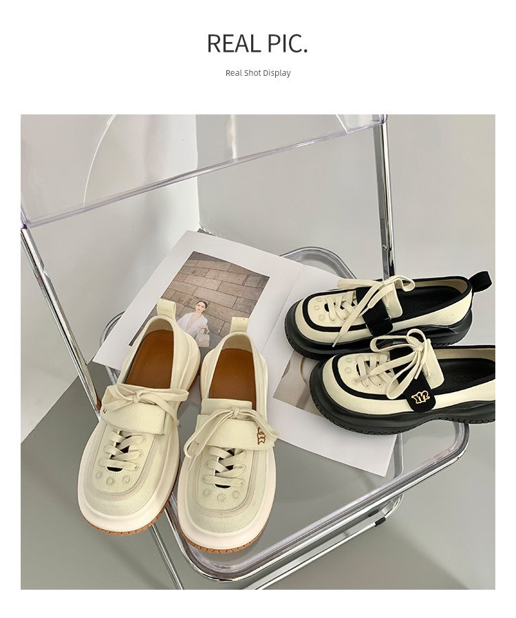 Mary Jane Canvas Shoes for Women 2022 Summer New Arrival Big Head Velcro Stylish Thick Sole Casual Elevator Shoes Women