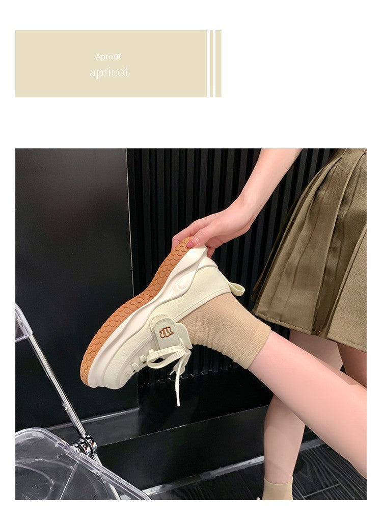 Mary Jane Canvas Shoes for Women 2022 Summer New Arrival Big Head Velcro Stylish Thick Sole Casual Elevator Shoes Women