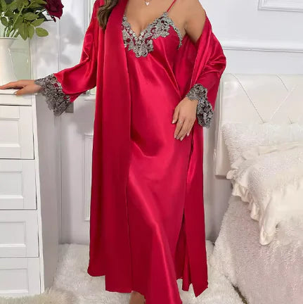 Lapel Long Nightgown