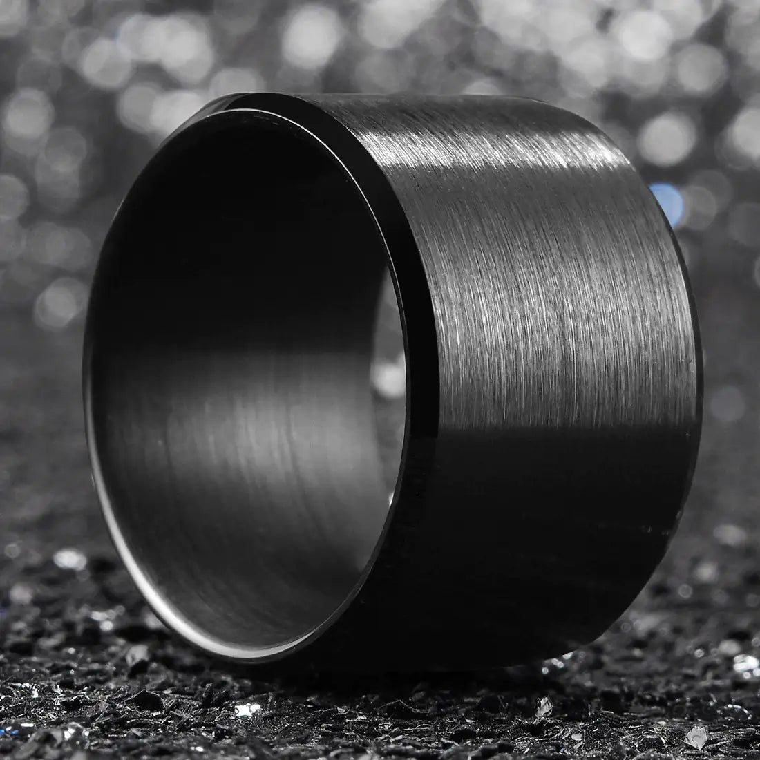 King Will Basic 6mm 7mm 8mm 9mm 10mm Men Wedding Black/Silver Tungsten Ring Matte Finish Beveled Polished Edge Comfort Fit Black-15mm 7