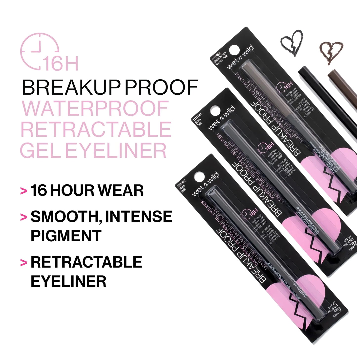 wet n wild Mega Last Breakup Proof Eyeliner, Quick Drying, Waterproof, 16-Hour Wear - Cruelty-Free & Vegan - Black