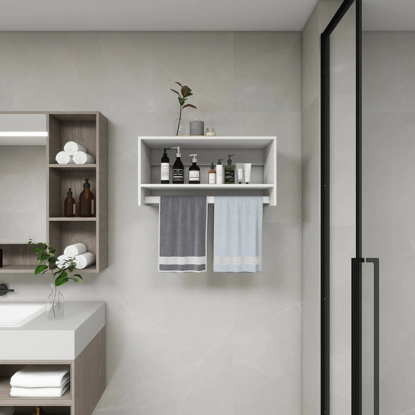 B2 Bathroom Shelves,Modular Wood Closet System Clothes Organizer, Closet System with 2 Closet Shelves, Closet Organizer System, Walk in Closet Organizers and Storage, Closet Systems for Walk in Closets, Closet(32" W x 16" D x 16" H)