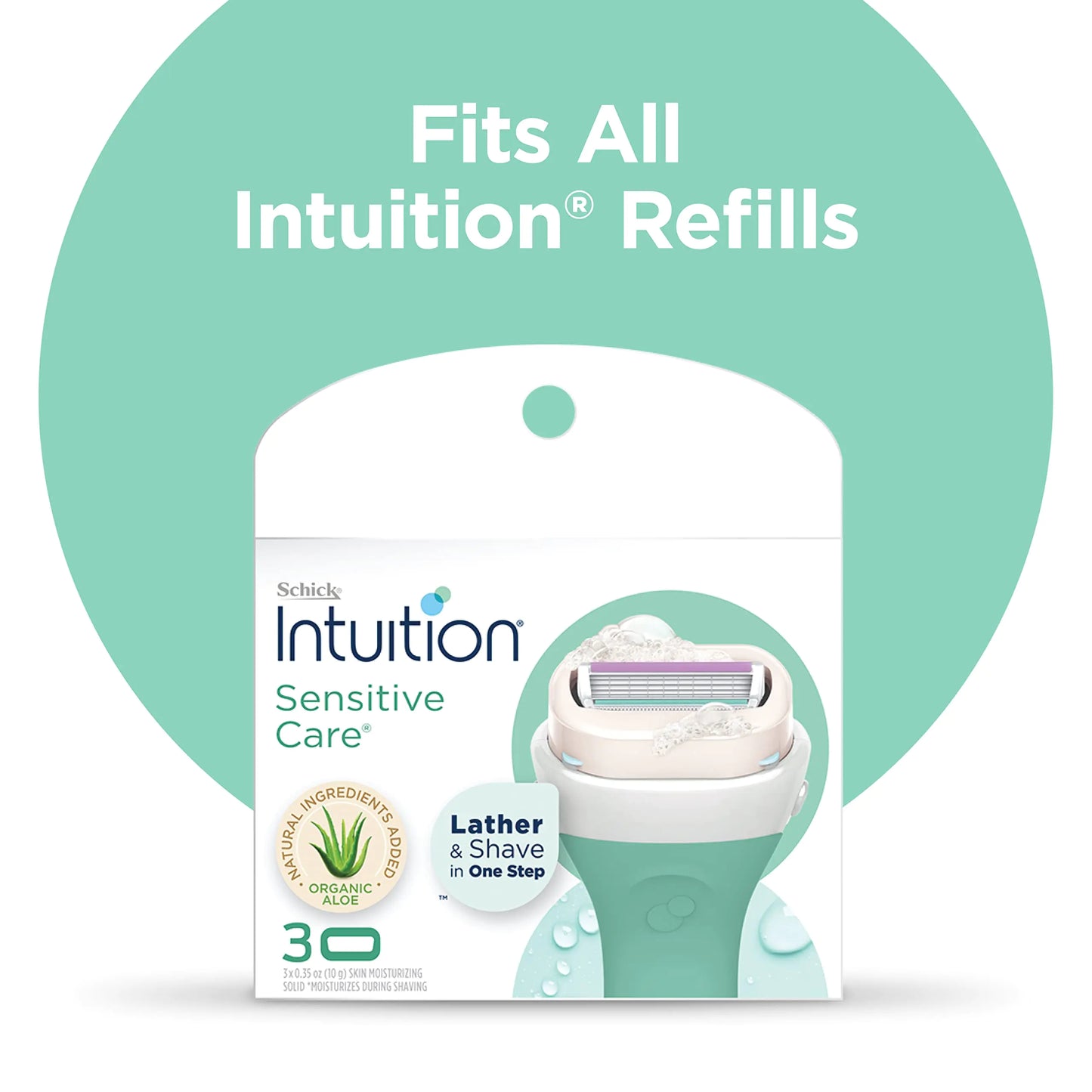 Schick Intuition Sleek Razors for Women with Sensitive Skin | 1 Razor & 3 Intuition Razor Blades Refill with Organic Aloe 1 Count (Pack of 1)
