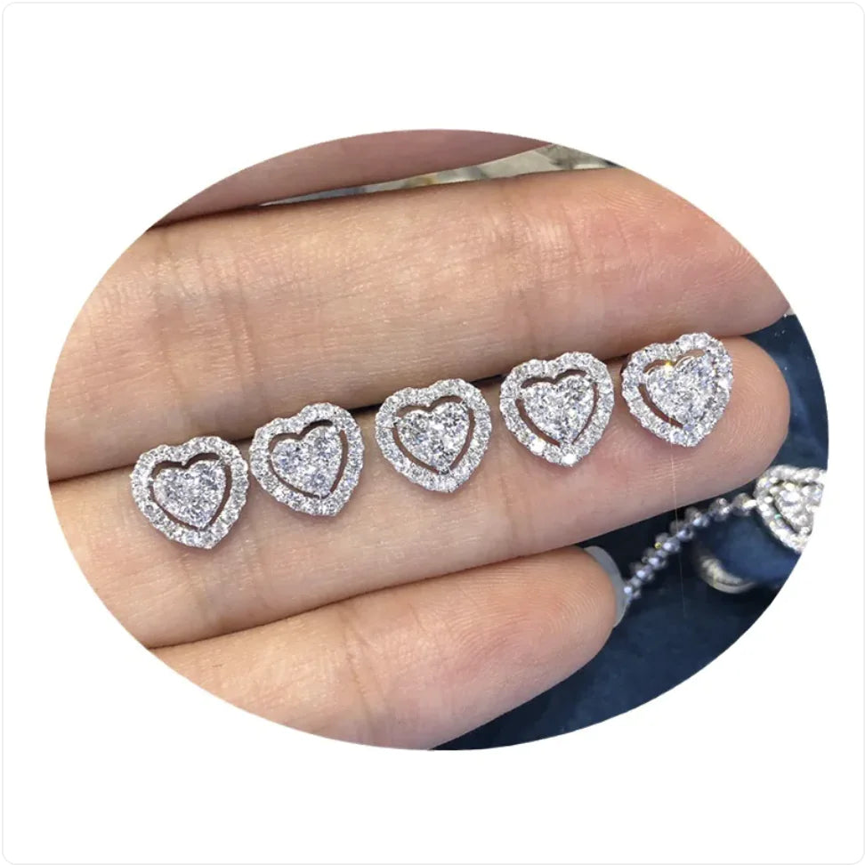 Rhinestone Heart-Shaped Love Stud Earrings for Women