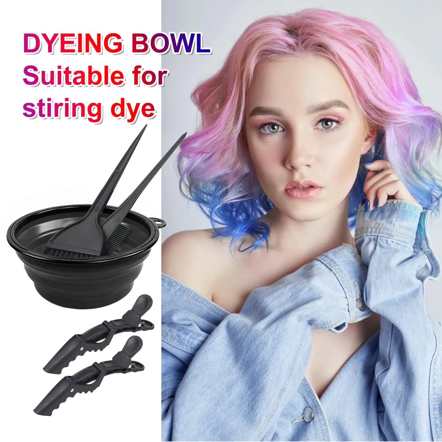 Yexixsr 5Pcs Professional Salon Hair Coloring Dyeing Kit, Hair Bleach Dit Hair Coloring Products with Hair Dye Brush, Hair Color Bowl, Hair Clips