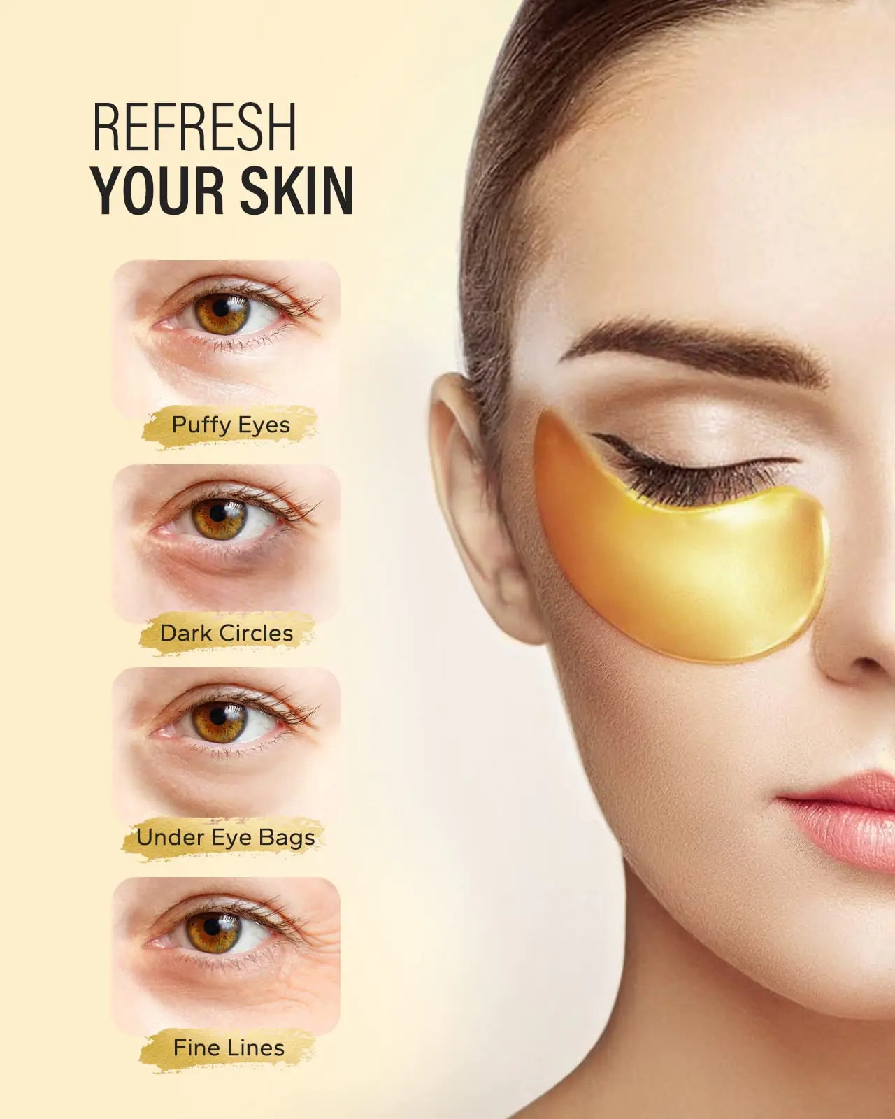 24k Gold Under Eye Patches (50 Pairs), eye mask, Collagen Skin Care Products, Eye Patches for Puffy Eyes, eye masks for dark circles and puffiness 1 Count (Pack of 50)