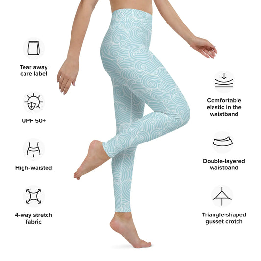 Women's Blue Ocean Swirl Yoga Leggings