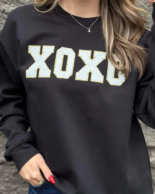 Faux Sequin Black XOXO Sweatshirt