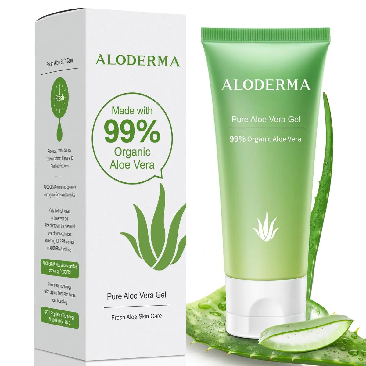 Aloderma 99% Organic Aloe Vera Gel for Face Made within 12 Hours of Harvest - Natural Hydrating Pure Aloe Vera Gel for Soothing Skincare - Moisturizing Aloe Gel for Skin, Face, & Sensitive Skin, 4oz 1