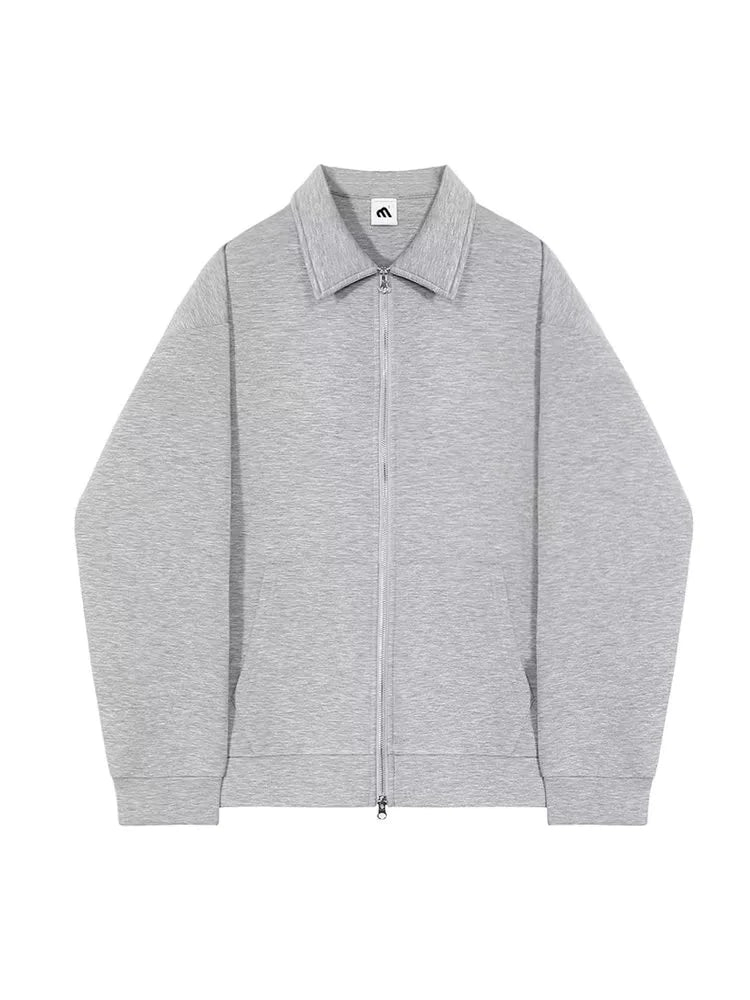 GREY ZIP COLLAR SWEATER