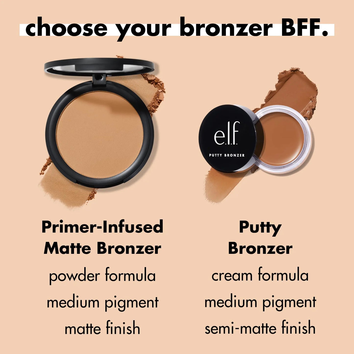 e.l.f. Primer-Infused Bronzer, Long-Lasting, Lightweight & Buildable Powder Bronzer, Delivers A Matte Finish, Vegan & Cruelty-Free, Sun-Soaked 0.35 Ounce (Pack of 1)