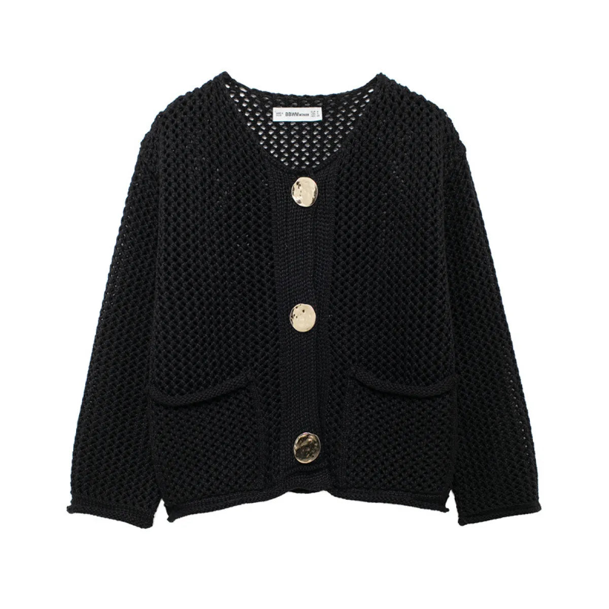 Women's Fashion Pocket Round Neck Knit Coat