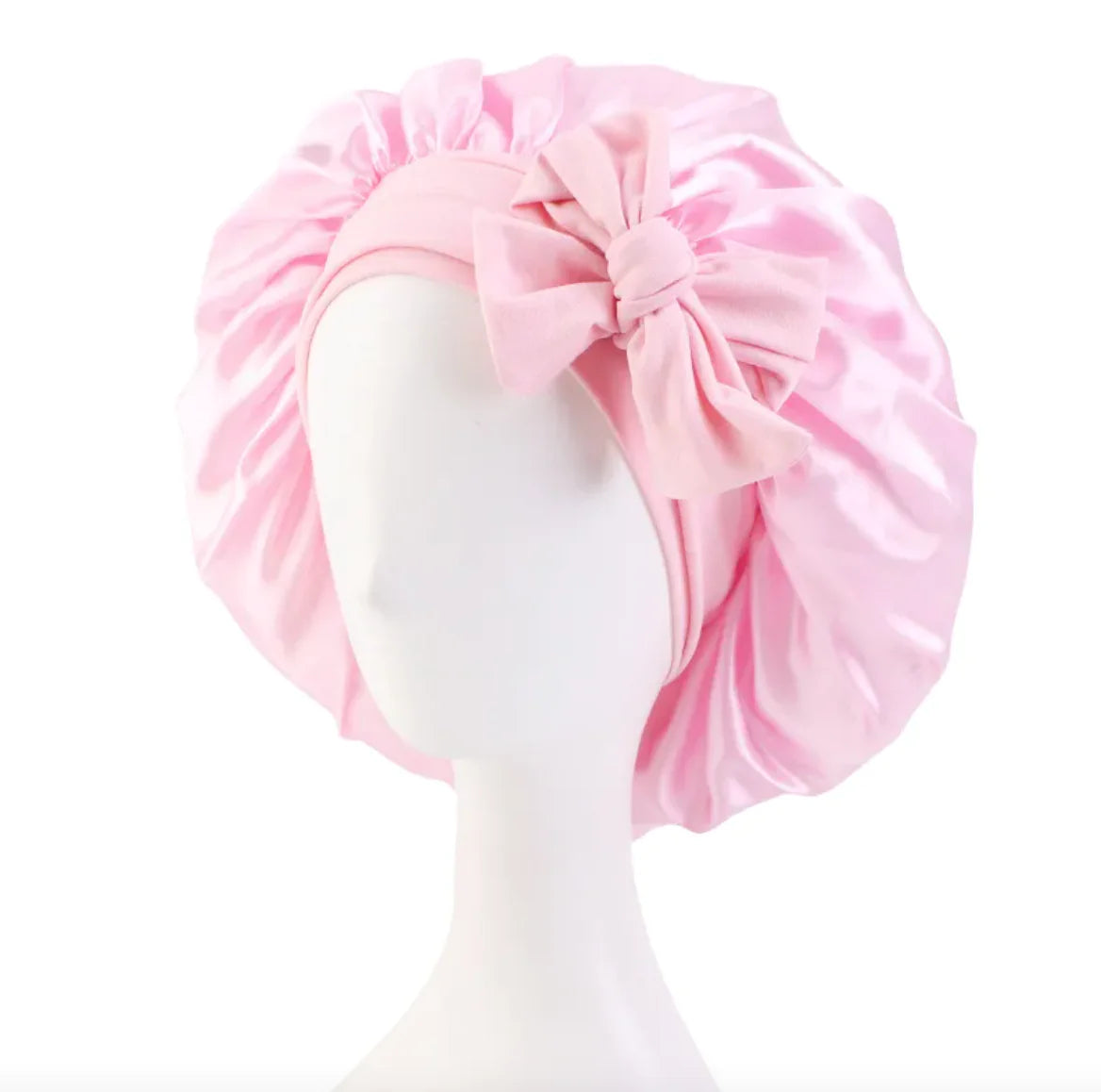 Solid Color Simulated Silk Elastic Ribbon Hat - Round Design