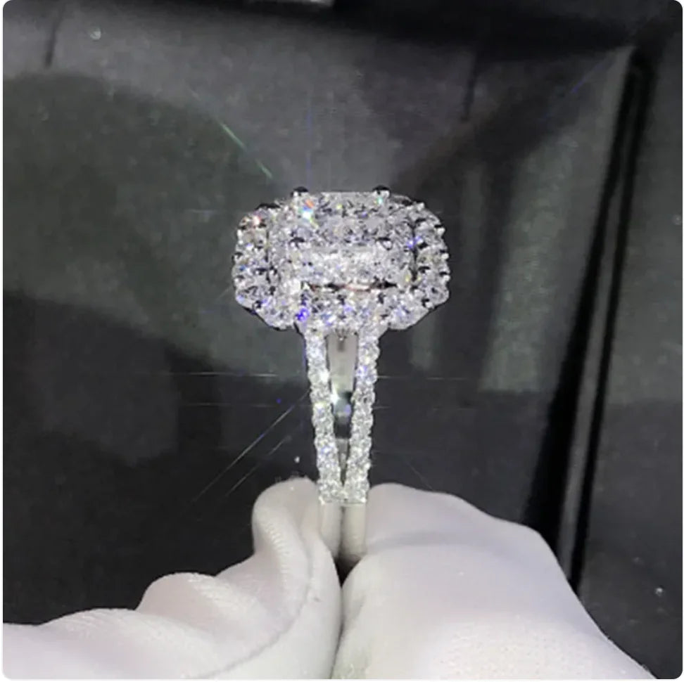 Princess-Cut Simulated Diamond Wedding Ring