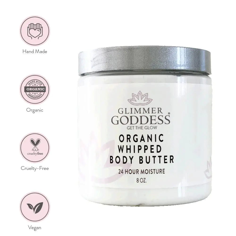 Unscented Organic Whipped Body Butter Vegan 24 hour Hydration All Skin Type 8 oz