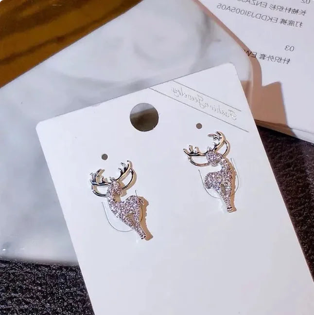 Exquisite Deer Diamond Earrings