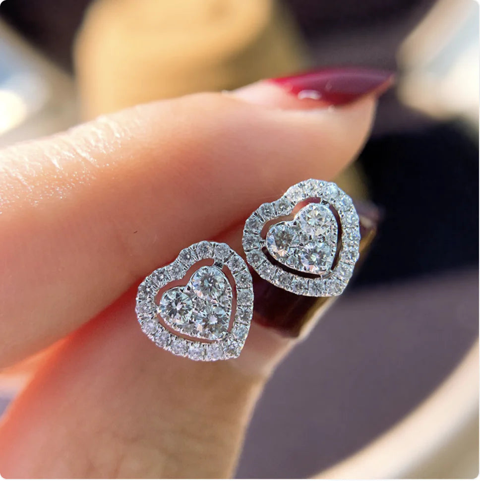 Rhinestone Heart-Shaped Love Stud Earrings for Women