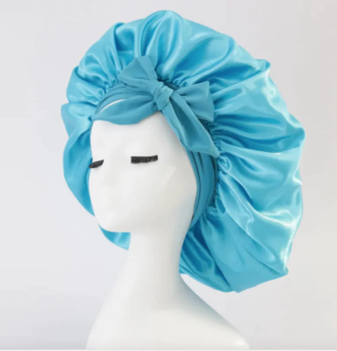 Solid Color Simulated Silk Elastic Ribbon Hat - Round Design