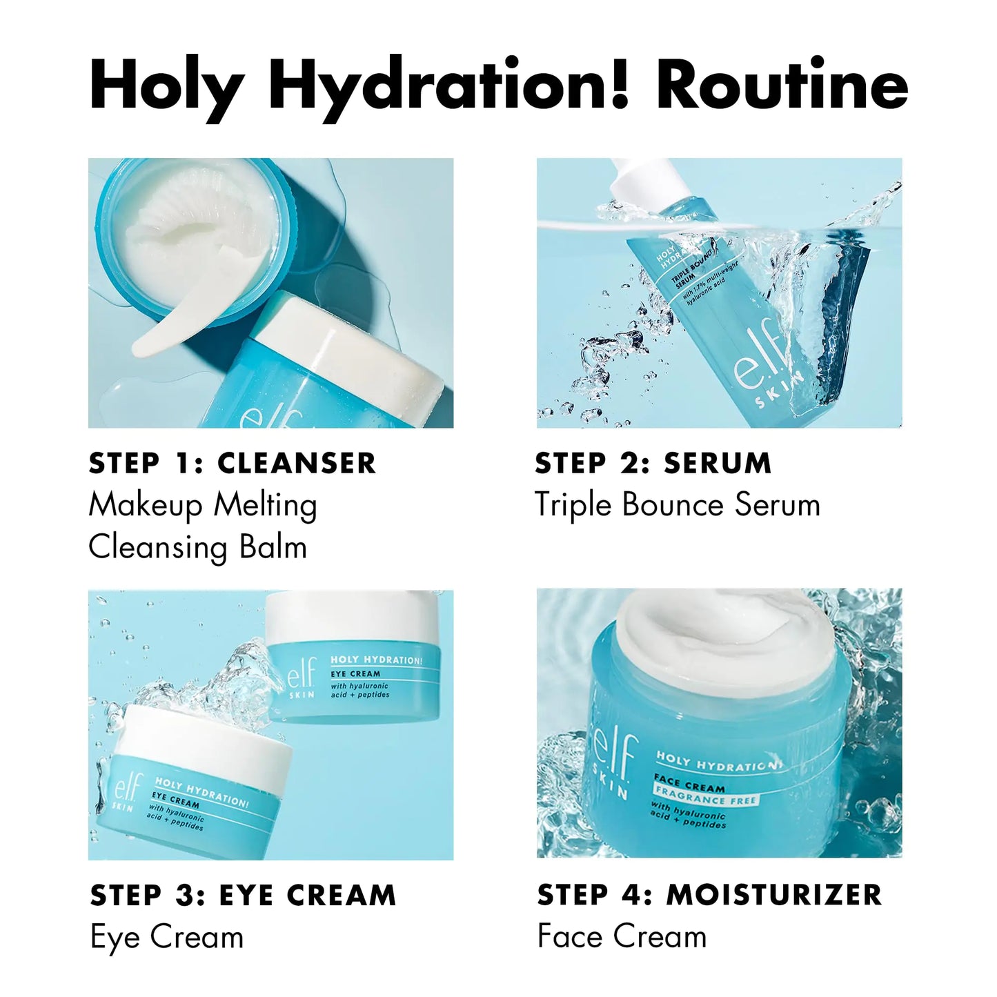 e.l.f. SKIN Holy Hydration! Triple Bounce Serum, 1.7% Hyaluronic Acid Serum For Plump, Bouncy Skin, Great For Hydrating Dry Skin 1.01 Fl Oz (Pack of 1)