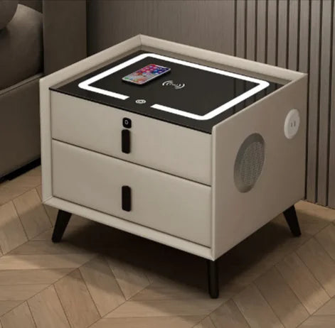 Smart Wood Bedside Table with Wireless Charging