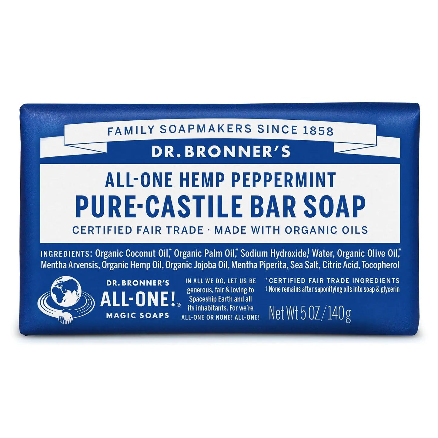 Dr. Bronner's - Pure-Castile Bar Soap (Peppermint, 5 Ounce, 12-Pack) - Made with Organic Oils, For Face, Body & Hair, Gentle & Moisturizing, Biodegradable, Vegan, Cruelty-free, Non-GMO 5 Ounce (Pack of 12)