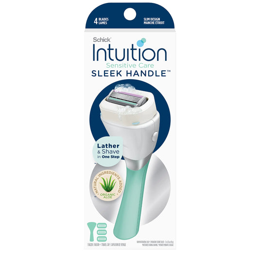 Schick Intuition Sleek Razors for Women with Sensitive Skin | 1 Razor & 3 Intuition Razor Blades Refill with Organic Aloe 1 Count (Pack of 1)