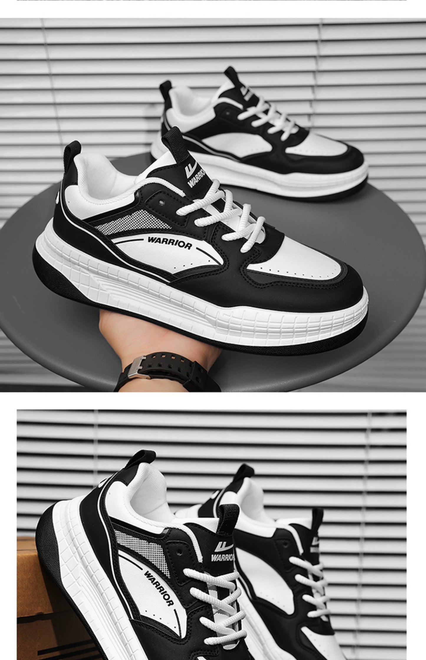 Warrior Men's Shoes 2024 Spring New Arrival Boys Heightened Shoes Men's Casual Sports Skate Shoes Easiest for Match Abrasion Resistant Fashion Shoes