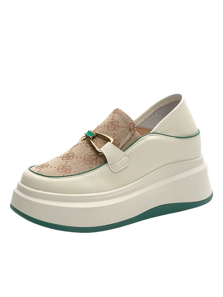 Platform Loafers Women's Small Shoes with Hidden Heels 2024 New Arrival Step-on Two-Way Wear Bean Bag 7cm Elevator Shoes