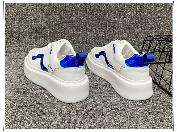 Men's Sneakers 2024 Spring Easiest for Match Men's Shoes Color Matching White Shoes European Station Boys Niche Style Trendy Shoes Platform Height Increasing Shoes