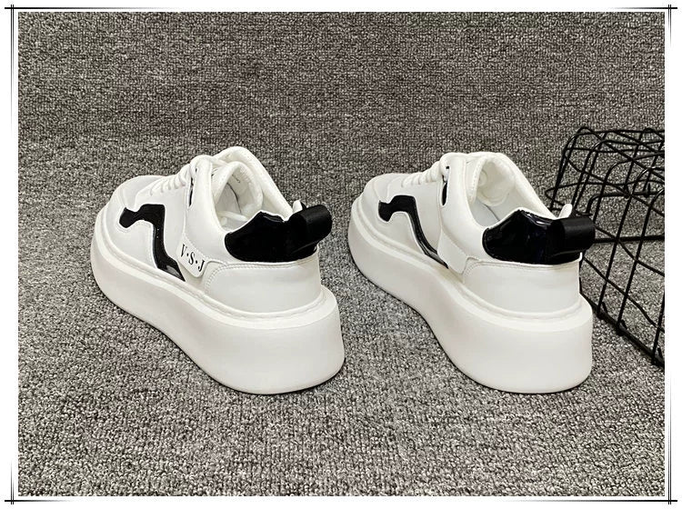 Men's Sneakers 2024 Spring Easiest for Match Men's Shoes Color Matching White Shoes European Station Boys Niche Style Trendy Shoes Platform Height Increasing Shoes