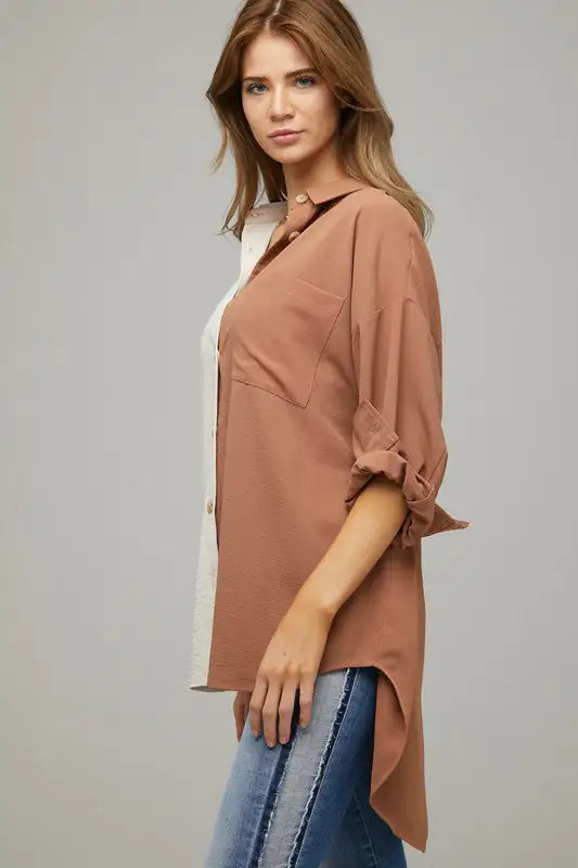 Two Color Button Down Shirt