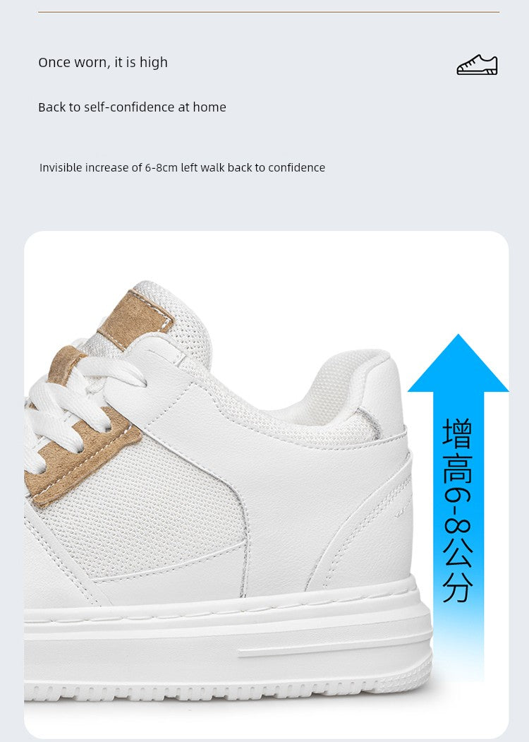 Zemai Mesh Elevator Shoes White Shoes Men's Summer Easiest for Match Thick Sole Casual Non Slip Soft Bottom Travel Men's Height Increased by 8cm