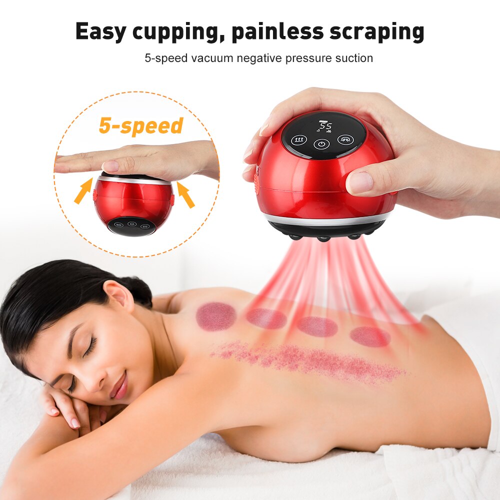 Electric Cupping Massager Vacuum Suction Cups Red Light Anti Cellulite