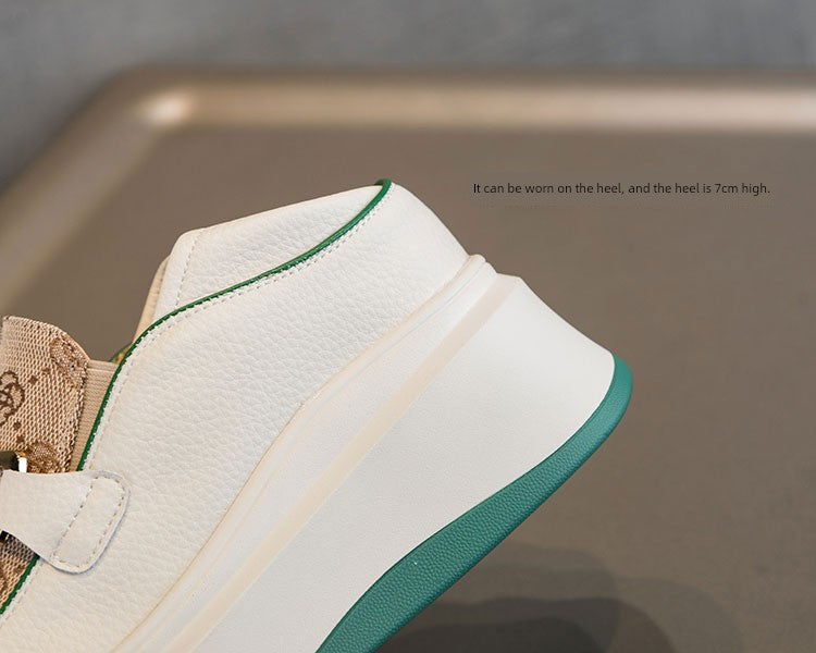 Platform Loafers Women's Small Shoes with Hidden Heels 2024 New Arrival Step-on Two-Way Wear Bean Bag 7cm Elevator Shoes