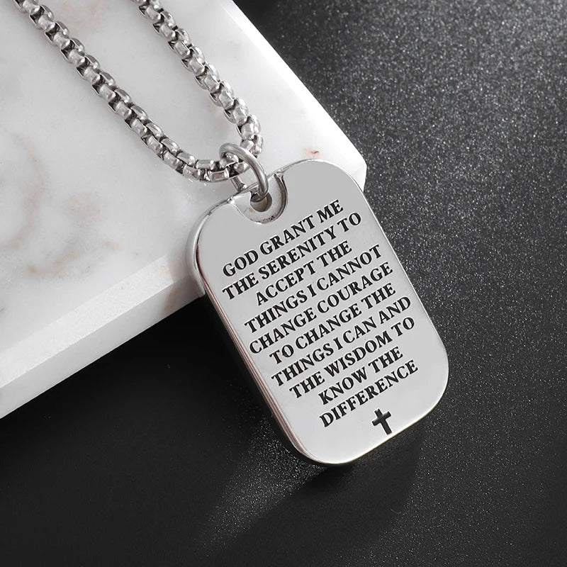 New Classic Stone Pattern Praying Hands Necklace Men's and Women's Faith God Amulet Jewelry Accessories