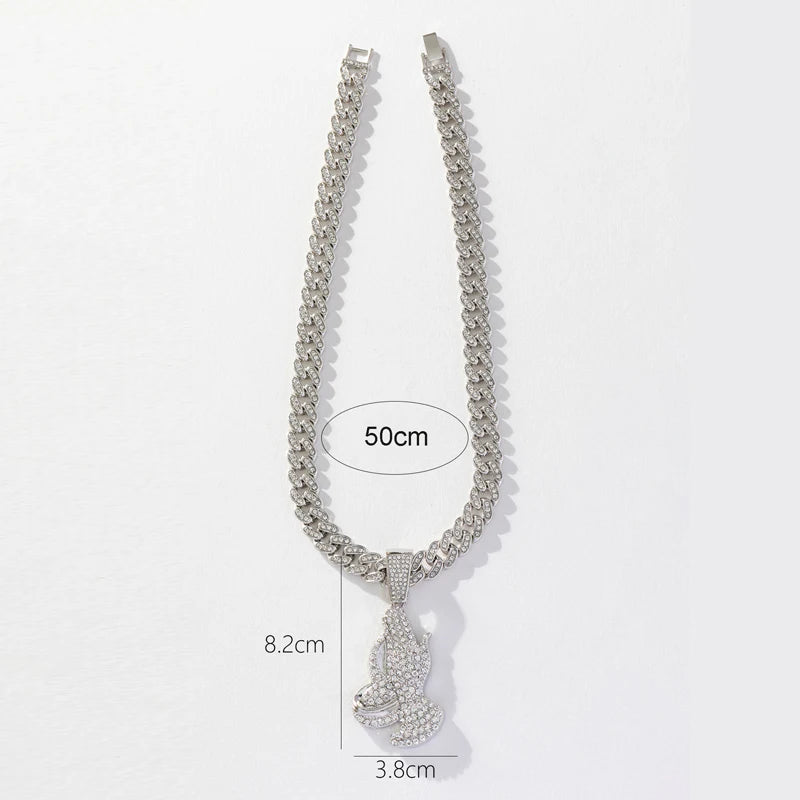 Christian Religious Jewelry Prayer Necklace Hip Hop Iced Out Chain with Praying Hands Pendant Necklaces for Women Men Jewelry