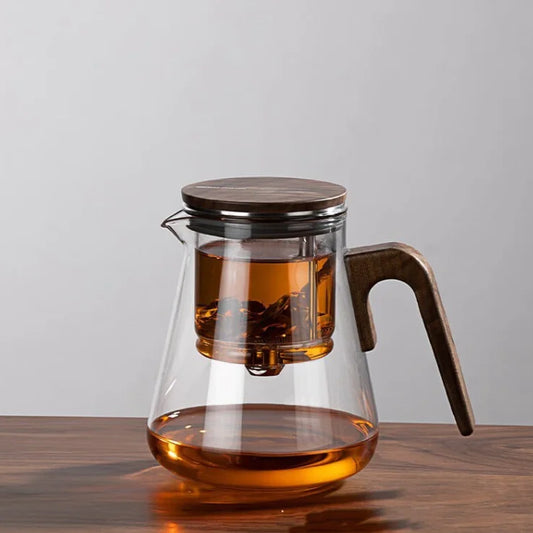 Walnut Full Glass Liner Teapot