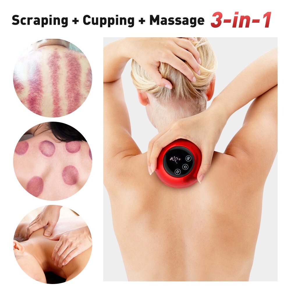 Electric Cupping Massager Vacuum Suction Cups Red Light Anti Cellulite